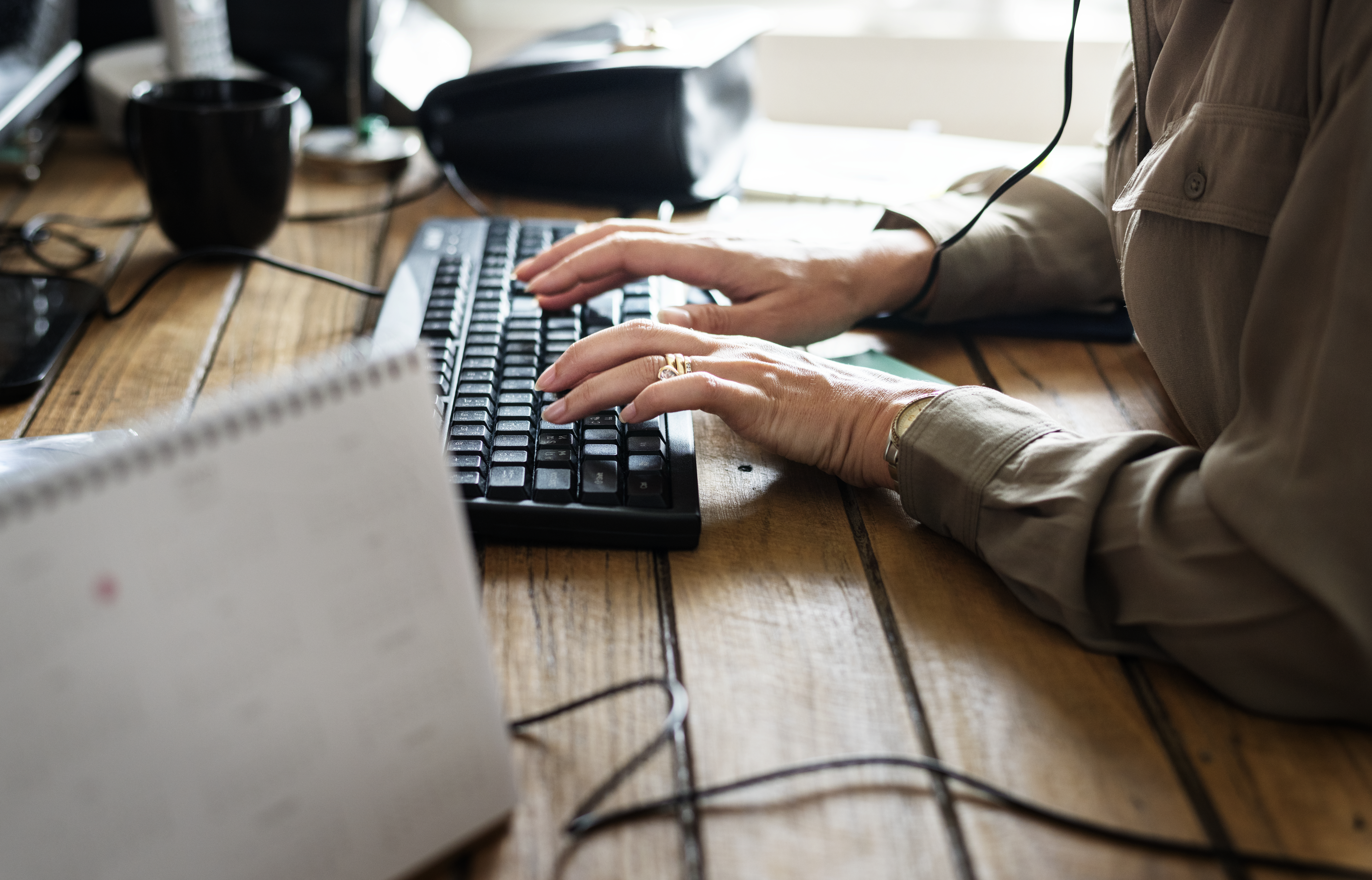 Woman typing