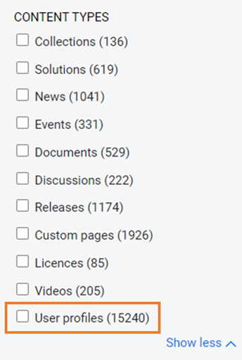 Content types filter section