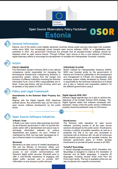 OCR readable factsheet on state of OS in Estonia from 2025