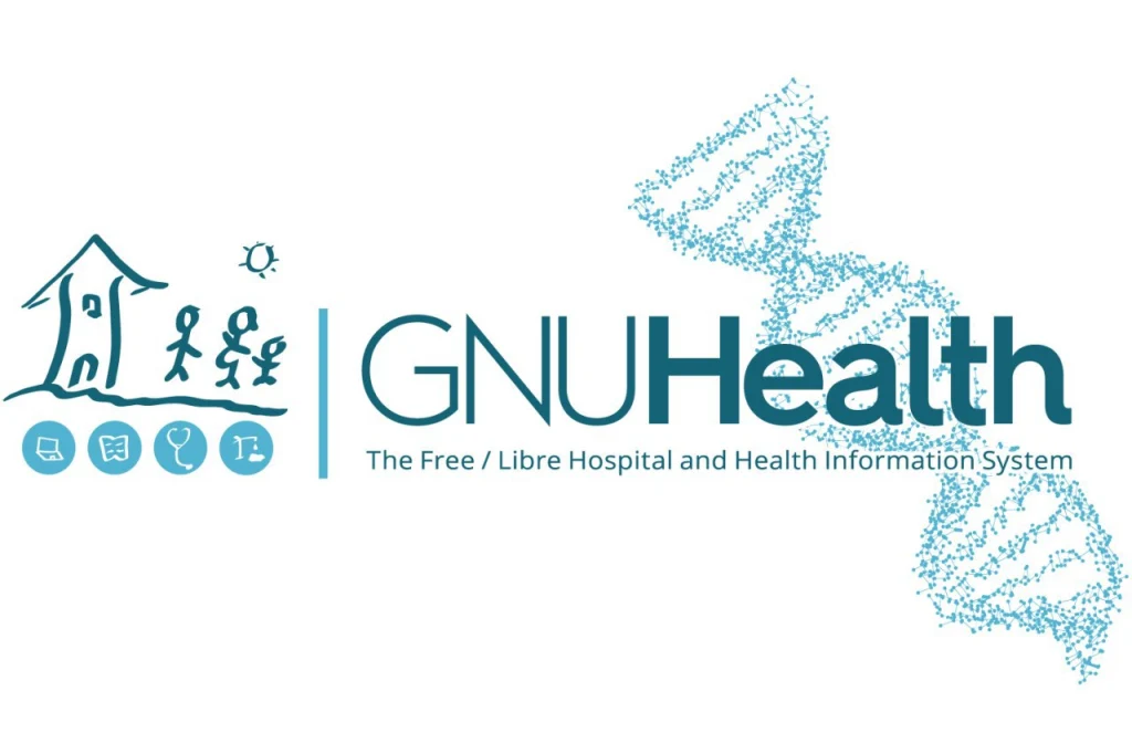 GNU Health Logo with DNA strand