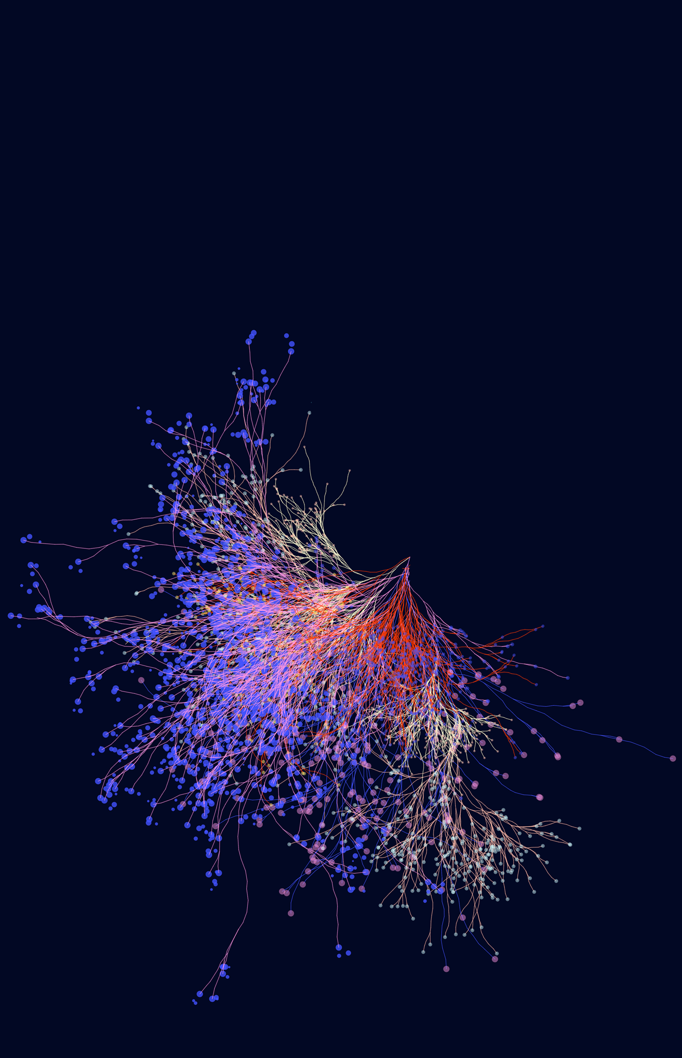A cluster of lines connecting small dots like a neural network.