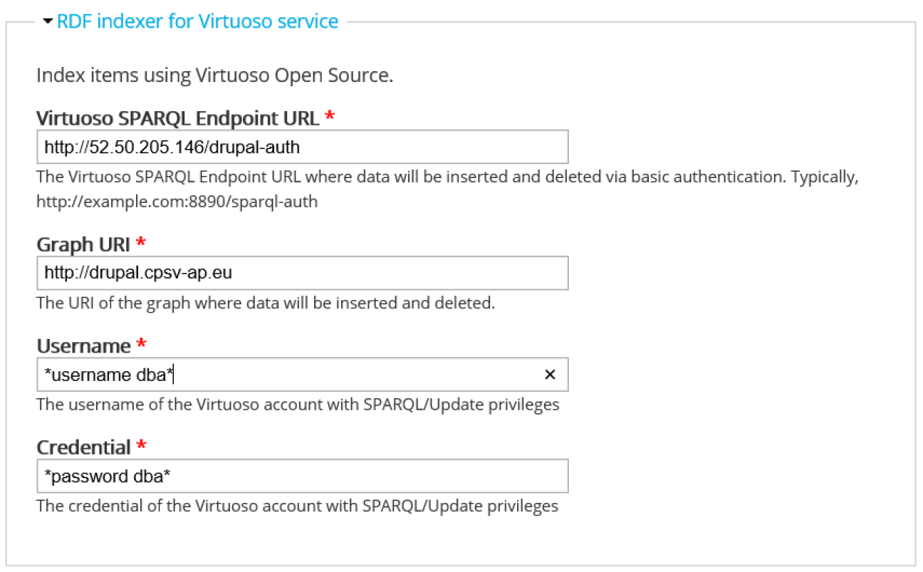 Editor - configuring the search API