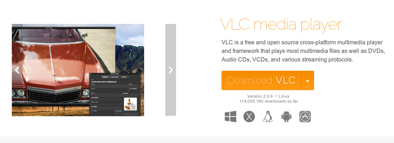 Screenshot take from the VLC website