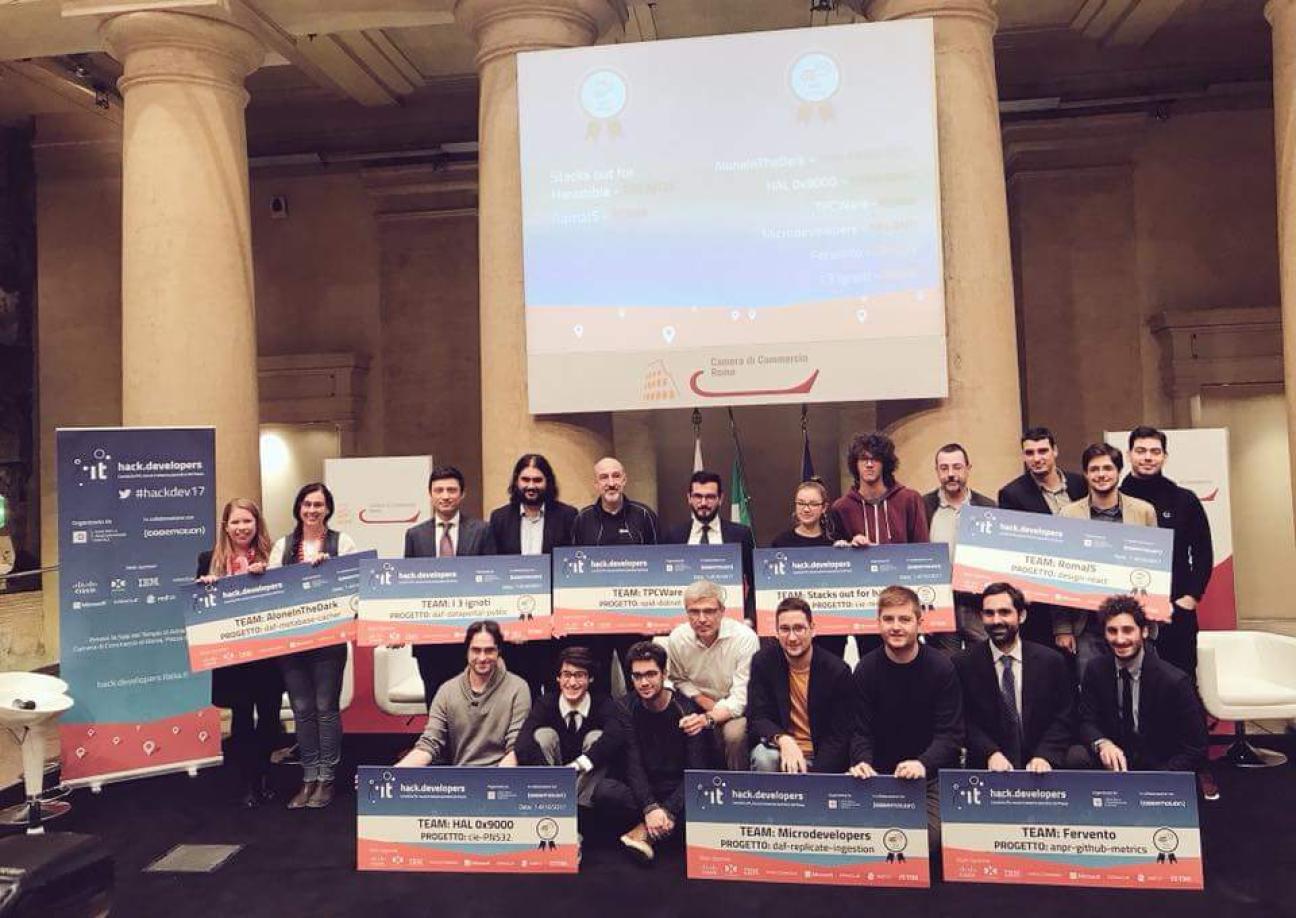 An photograph taken at the award ceremony, showing all the award winners 