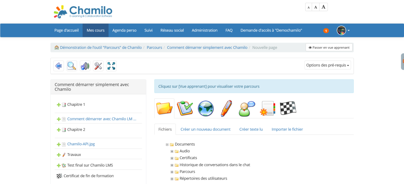 Chamilo, learning path