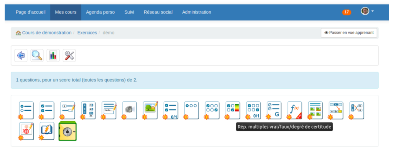 Types de questions de Chamilo LMS 