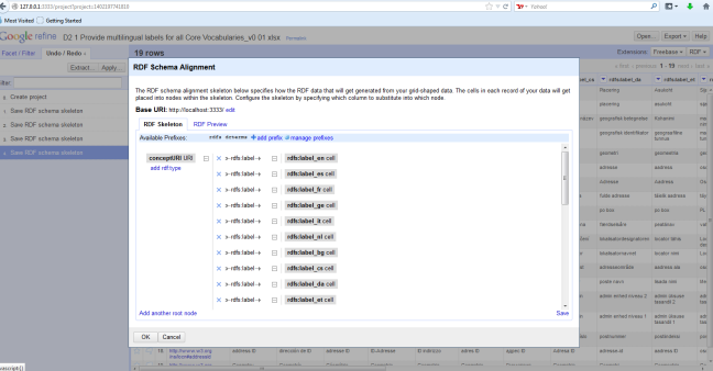 Refine RDF Skeleton - mapping to SKOS