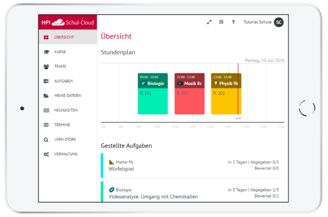 Figure 1 - Interface of HPI Schul-Cloud