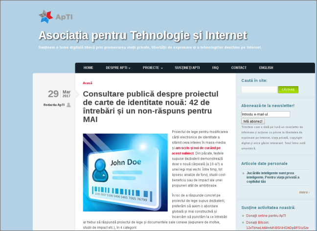 Screenshot of APTI's website