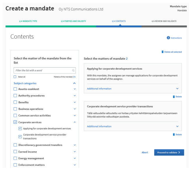 Create a mandate