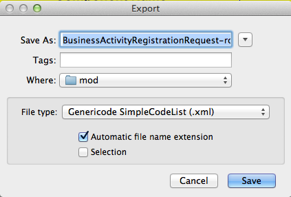 Export a Genericode file