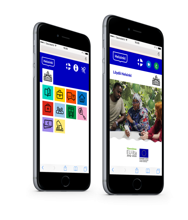 Two images of Discover Helsinki opened on two smartphone screens
