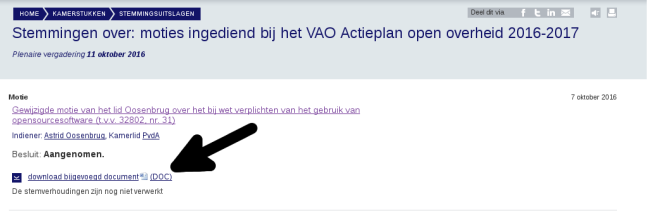 Dutch lower house publishes law on open standards, provides a download link to a proprietary document format
