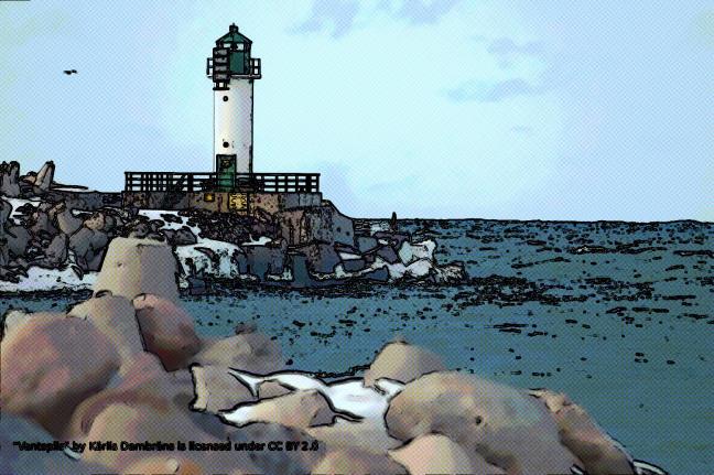 The lighthouse at Ventspils meets the Gimp (Roy Lichtenstein effect)