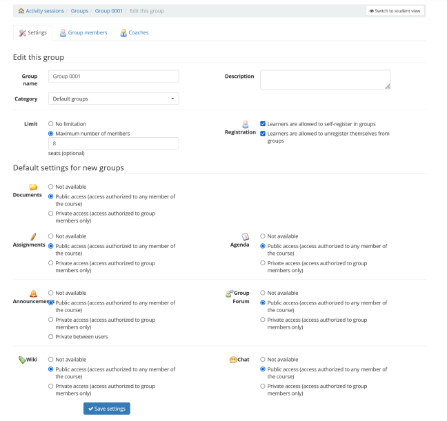 Self-enroll in groups in Chamilo LMS