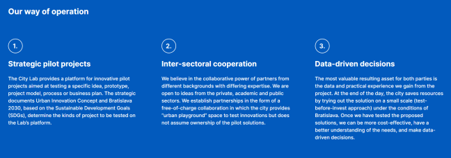 Screenshot of the "Our way of operation" landing page