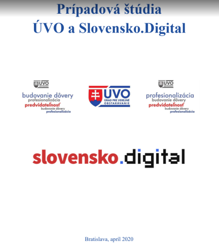 The cover of the case study, showing three UVO logos above the words Slovensko.Digital