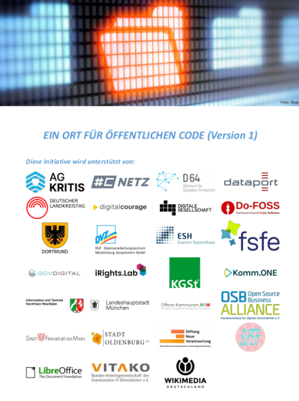 At the top an enlarged and therefor pixelated foto of of a file folder displayed on a computer screen, followed by a list of icons representing organisations involved
