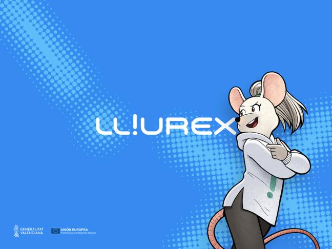 This blue image shows a female - with the head and tail of a mouse - looking back over her shoulder to the word “ll!urex”