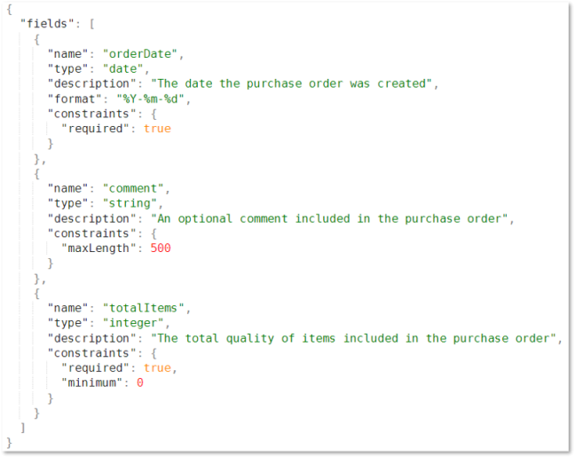 Table Schema sample